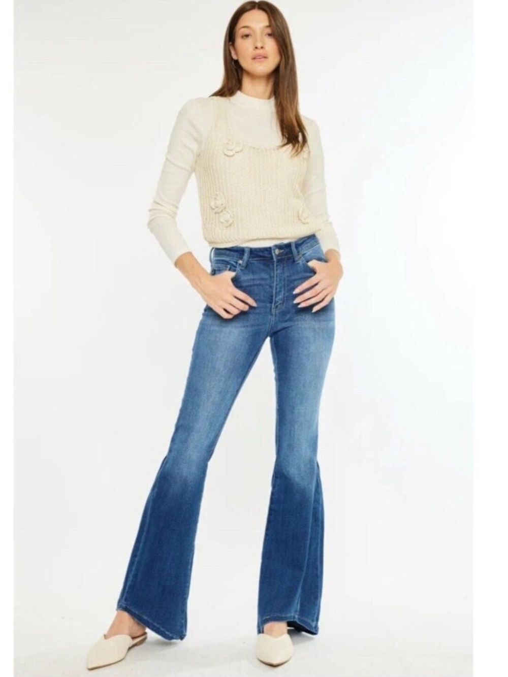 Kancan Womens Thandie High Rise Flare Jeans Medium Wash Size 27 KC7856M